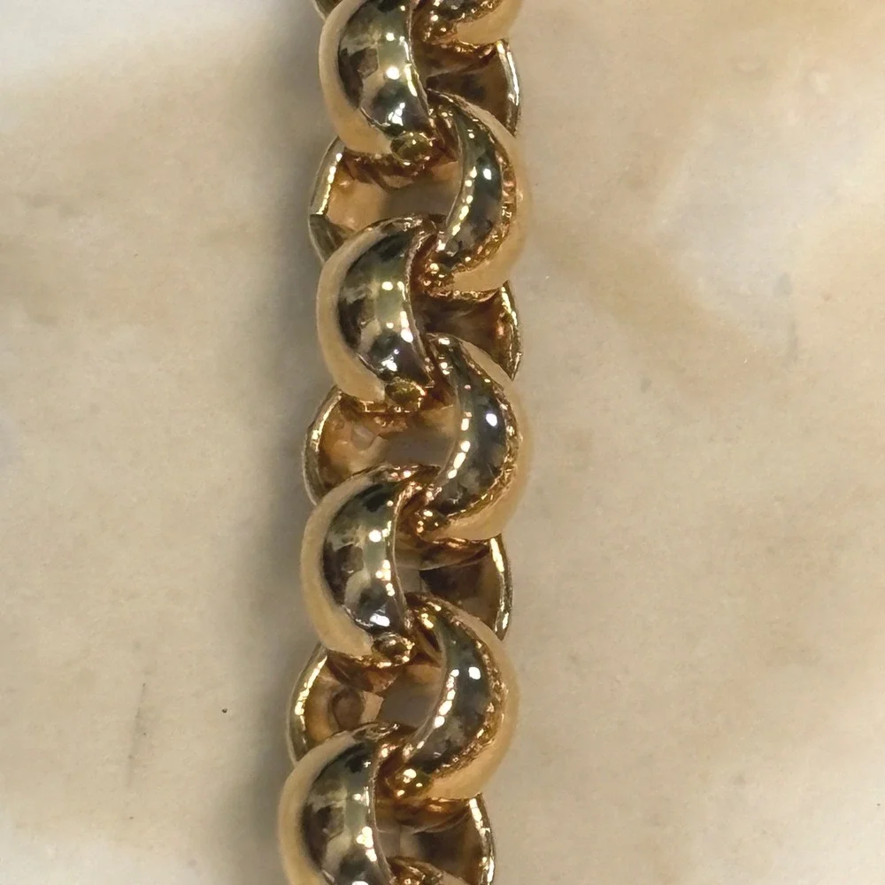 Monet Vintage Polished Gold Tone Thick Long Rolo Chain Necklace 17.5